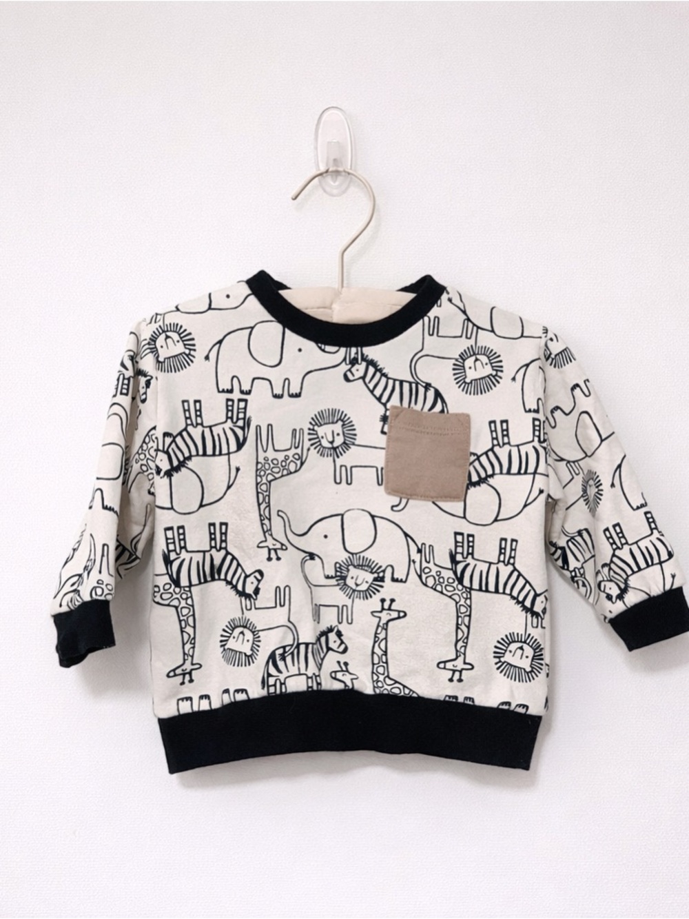 Neutral Animal Print Long-Sleeve Pocket Top for Kids